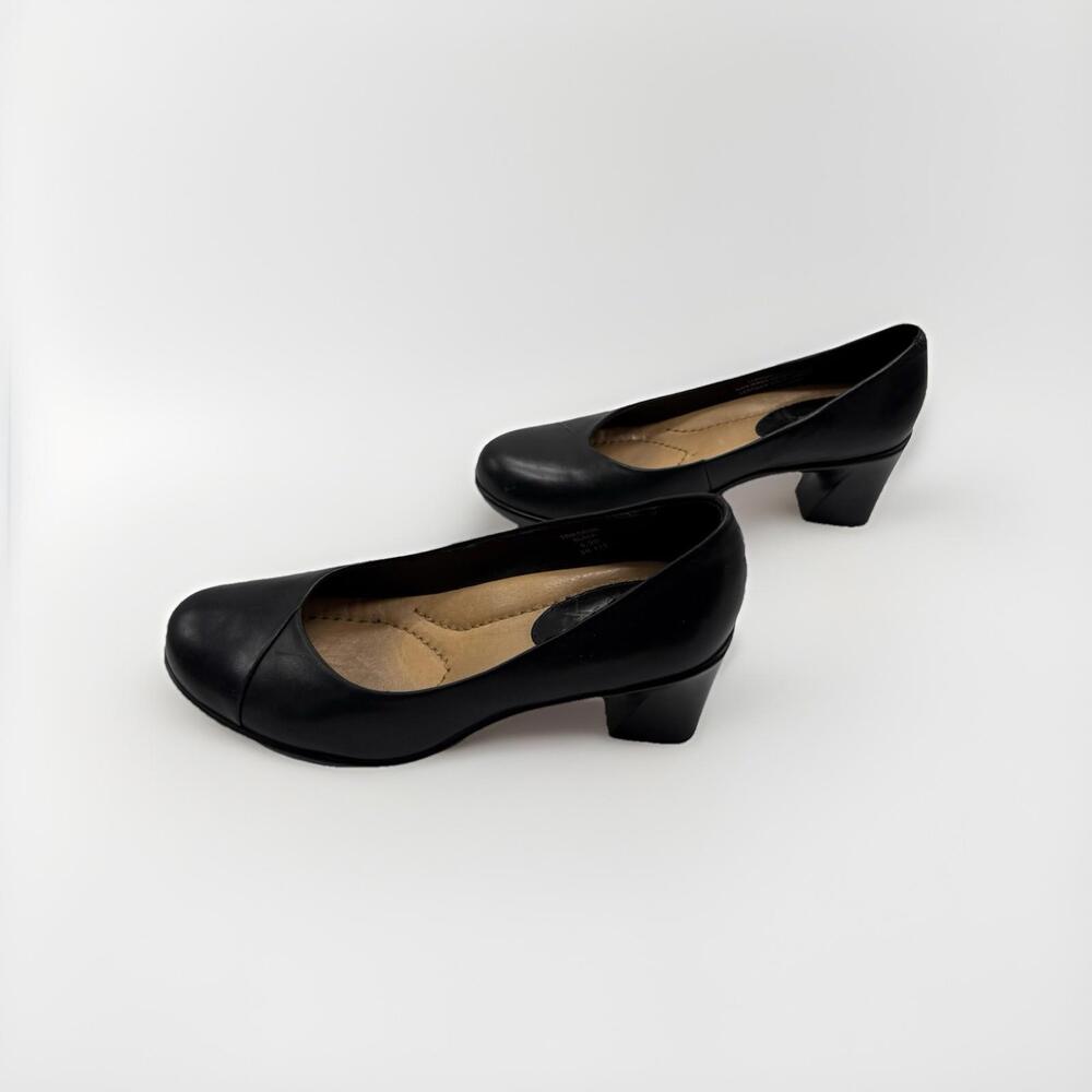 Earth Shoes Womens Tamarack Black Leather Block Heel Comfort Pumps 6.5 Office